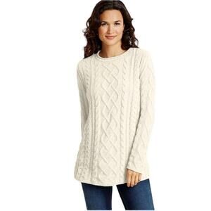 J. Jill Women's Cream Cable Knit Chenille Fishermans Sweater Sz XS Petite